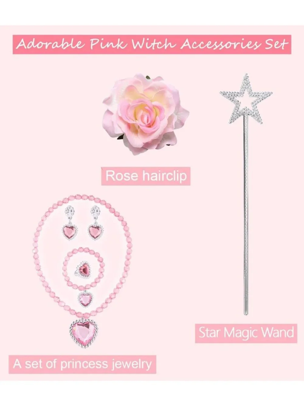 Girls Pink Witch Costume 2-Piece Set - Adorable Kids Halloween Outfit